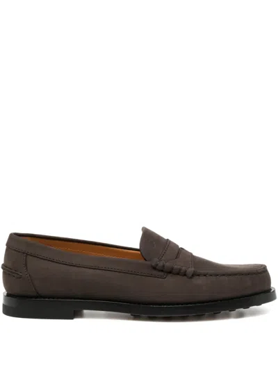 Tod's Leather Loafers In Brown