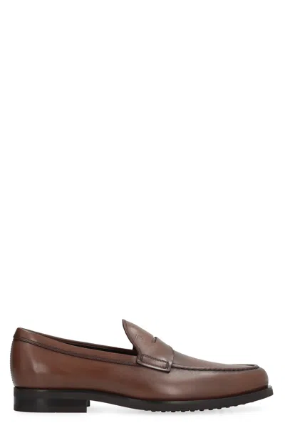 Tod's Loafers In Brown Antique-effect Leather
