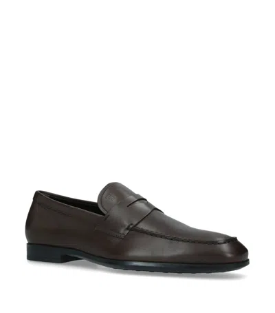 Tod's Leather Loafers In Brown