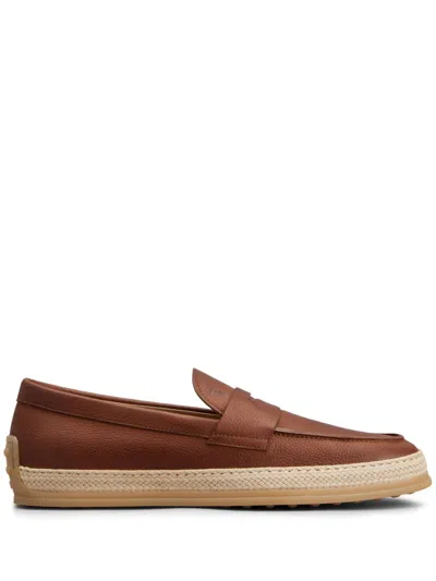 Tod's Leather Loafers In Brown