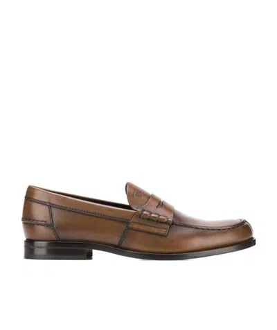Tod's Leather Loafers In Brown