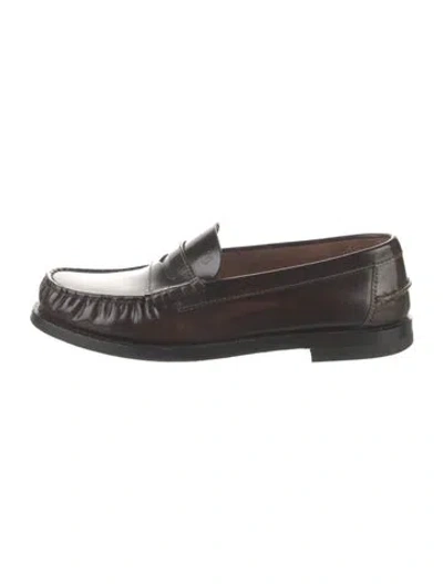 Pre-owned Tod's Leather Loafers In Burgundy