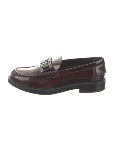 Pre-owned Tod's Leather Loafers In Burgundy