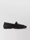 Tod's Leather Loafers Fringe Detail Metallic Accent