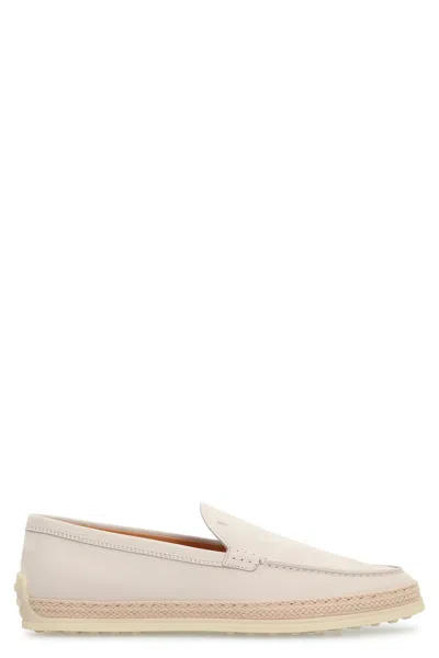 Tod's Leather Loafers In Gray