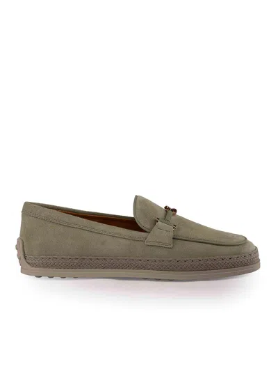 Tod's Leather Loafers In Green
