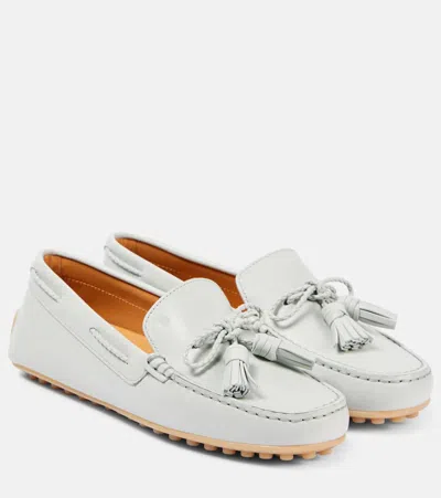 Tod's Leather Loafers In Grey