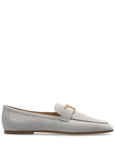 Tod's Leather Loafers In Grey
