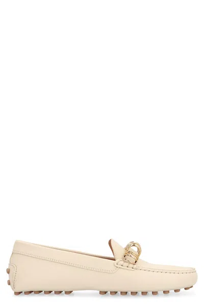 Tod's Leather Loafers In Grey