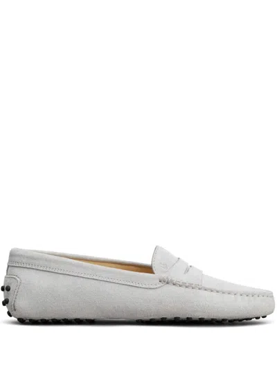 Tod's Leather Loafers In Grey
