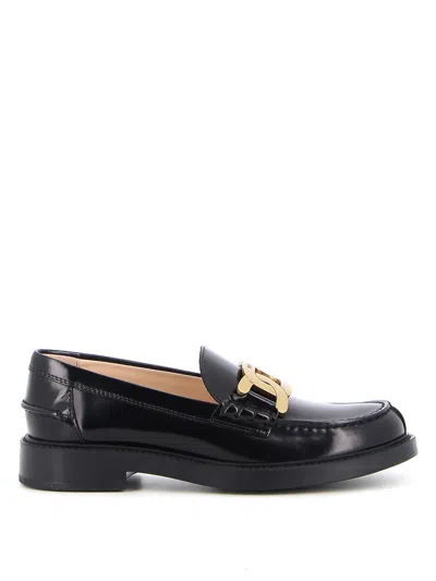 Tod's Leather Loafers In Black