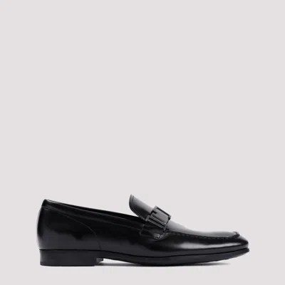 Tod's Leather Loafers In Nero