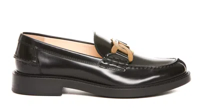Tod's Leather Loafers In Nero