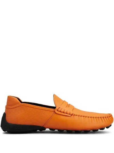 Tod's Leather Loafers In Orange
