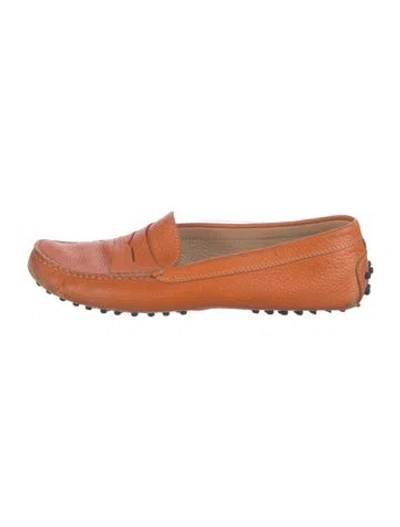 Pre-owned Tod's Leather Loafers In Orange