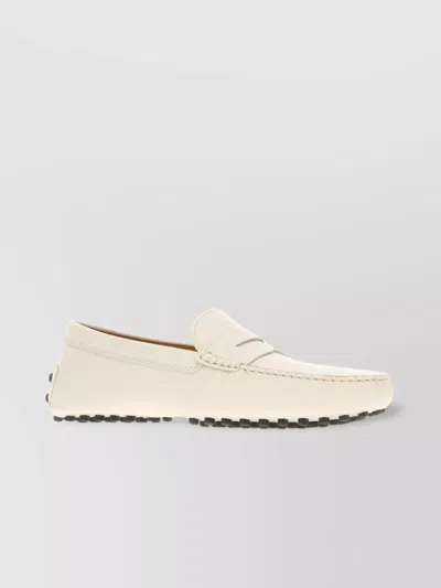 Tod's Leather Loafers Pebble Sole In Neutrals