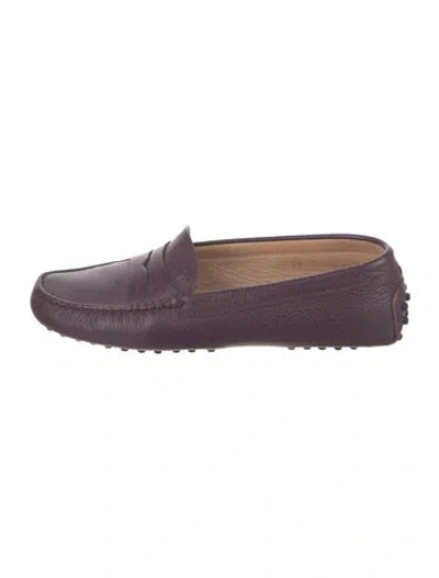 Pre-owned Tod's Leather Loafers In Purple