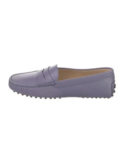 Pre-owned Tod's Leather Loafers In Purple