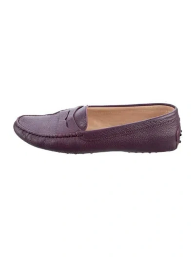 Pre-owned Tod's Leather Loafers In Purple