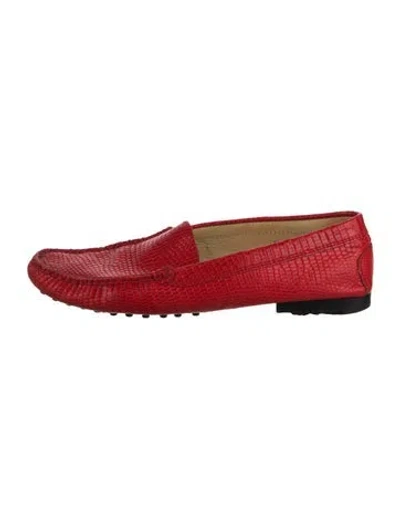 Pre-owned Tod's Leather Loafers In Red