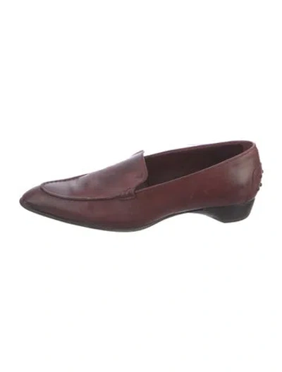Pre-owned Tod's Leather Loafers In Red