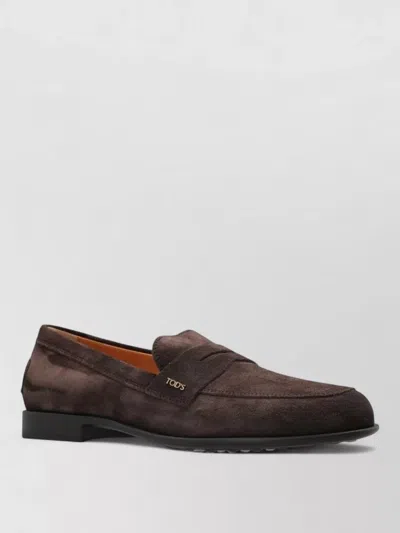 Tod's Leather Loafers Round Toe Rubber Sole In Multi