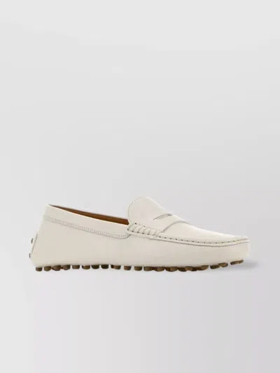 Tod's Leather Loafers Rubber Sole Slip-on Design