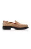 Tod's Gomma Suede Penny Loafers In Taupe