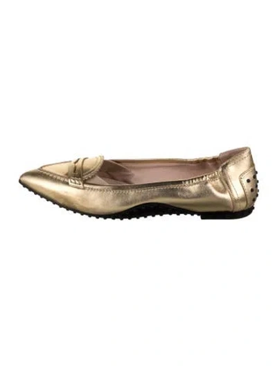 Pre-owned Tod's Leather Loafers W/ Tags In Gold