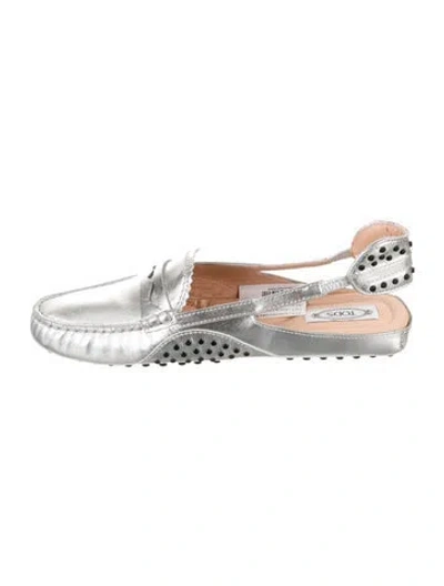 Pre-owned Tod's Leather Loafers W/ Tags In Silver
