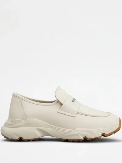 Tod's Leather Loafers In White