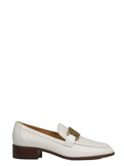 Tod's Leather Loafers In White