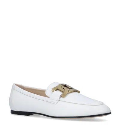 Tod's Kate Embellished Leather Loafers In White