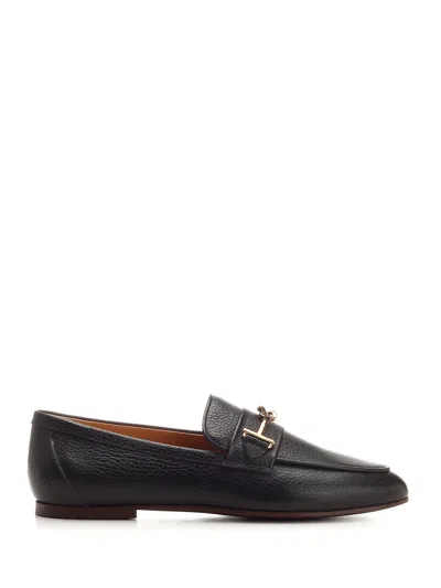 Tod's Leather Loafers With Bow In Black