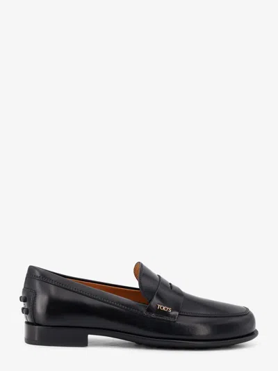 Tod's Leather Loafers With Gommini Detail On The Back In Black