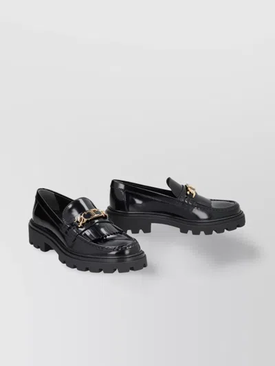 Tod's Leather Loafers With Lug And Chunky Sole