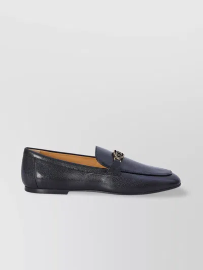 Tod's Leather Loafers With Metal Detail In Gray