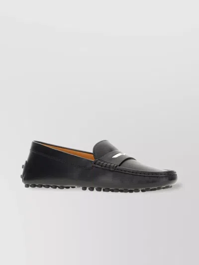 Tod's Leather Loafers With Metal Logo Plate
