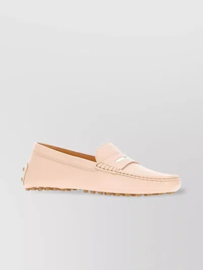 Tod's Leather Loafers With Metal Logo Plate