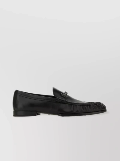 Tod's Leather Loafers With Pebble Sole And Metal Detail
