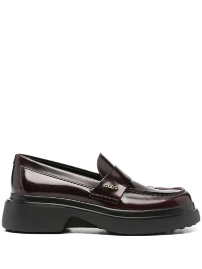 TOD'S LEATHER LOAFERS WITH PLATFORM TODS