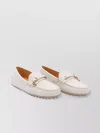Tod's Leather Loafers With Round Toe And Rubber Sole