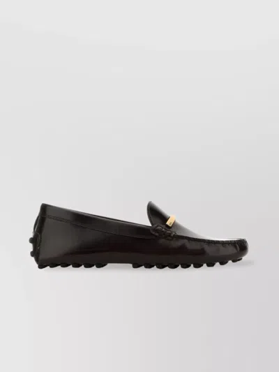 Tod's Leather Loafers With Round Toe And Rubber Sole