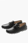 Tod's Leather Loafers With Rubber Sole And Morset In Black