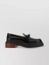 TOD'S LEATHER LOAFERS WITH STACKED HEEL AND TASSEL DETAIL