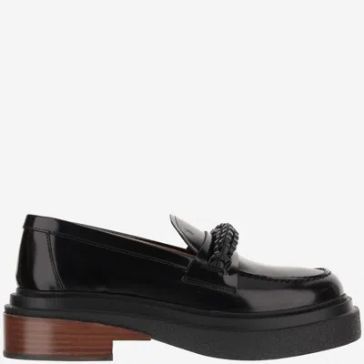 Tod's Leather Loafers With Weave In Black