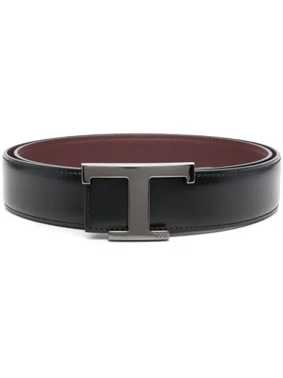 Tod's Leather Logo Lettering Belt In Black