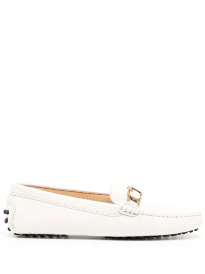 Tod's Leather Logo-plaque Loafers In White