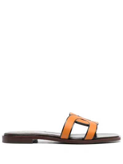 Tod's Woman Sandals White Size 8 Calfskin In Gold