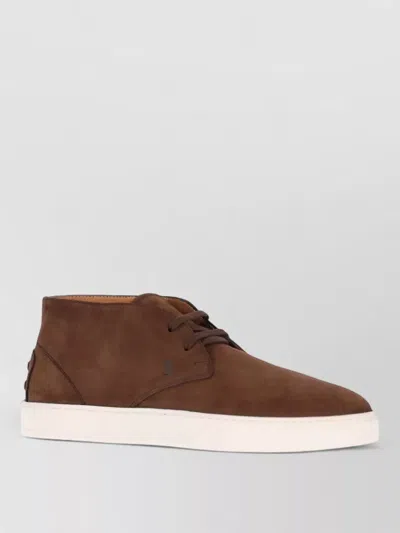 Tod's Leather Low Top Boots In Brown